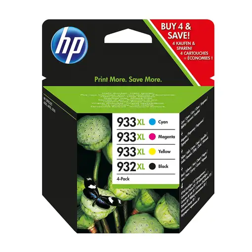 HP 932XL Black/933XL Cyan/Magenta/Yellow 4-pack Original Ink Cartridges cartucho