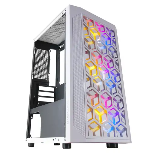 Mars Gaming MCMESHW Blanco, Caja PC Gaming, Micro ATX, Diseño Mesh Total, 3x Venti
