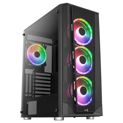 Aerocool PRISMBKV3 Caja PC ATX Negra 4 Ventiladores ARGB Frontal Lateral Cristal T