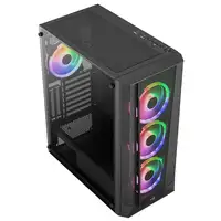 Aerocool PRISMBKV3 Caja PC ATX Negra 4 Ventiladores ARGB Frontal Lateral Cristal T