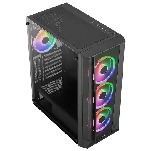 Aerocool PRISMBKV3 Caja PC ATX Negra 4 Ventiladores ARGB Frontal Lateral Cristal T