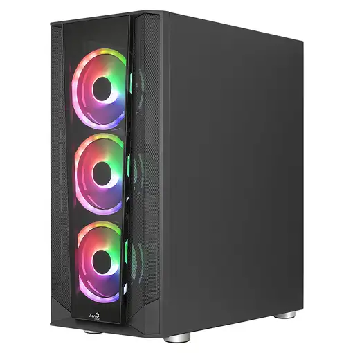Aerocool PRISMBKV3 Caja PC ATX Negra 4 Ventiladores ARGB Frontal Lateral Cristal T