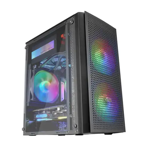 Mars Gaming MC300 Negro, Caja PC Micro ATX, Cristal Templado, Frontal MESH, 3xVent