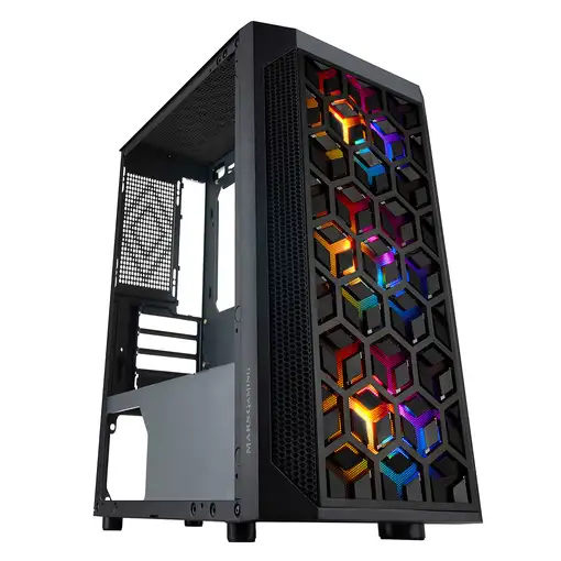 Mars Gaming MCMESH Negro, Caja PC Gaming, Micro ATX, Diseño Mesh Total, 3x Ventila