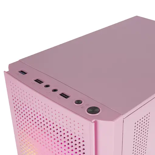 Mars Gaming MC300P Rosa, Caja PC Micro ATX, Cristal Templado, Frontal MESH, 3xVent