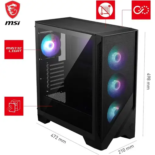MSI MAG Forge 320R AIRFLOW Micro Torre Negro, Transparente