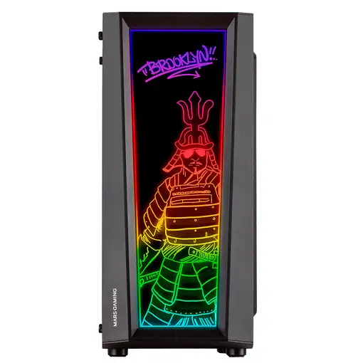 Mars Gaming MC-ART Negro, Caja PC Gaming ATX, Doble Cristal Templado Dibujable, AR