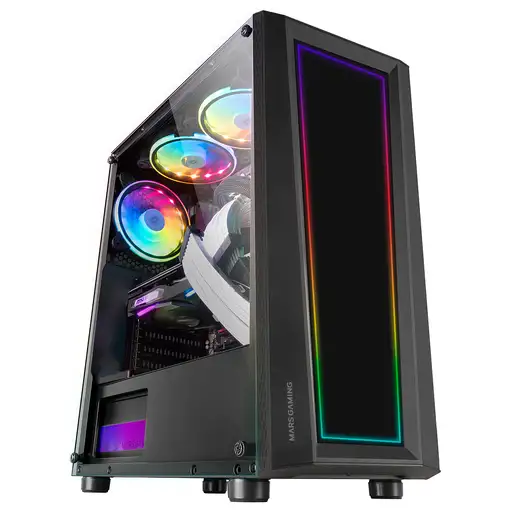 Mars Gaming MC-ART Negro, Caja PC Gaming ATX, Doble Cristal Templado Dibujable, AR