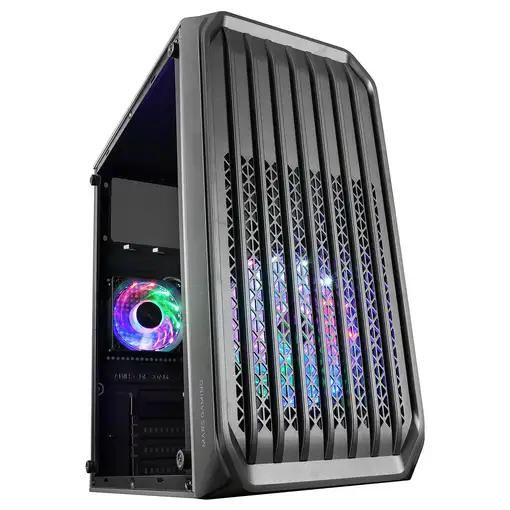 Mars Gaming MC-S2, Caja PC Compacta Gaming Micro-ATX, 2 Ventiladores FRGB Raibow c