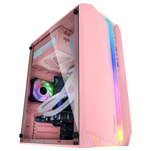 Mars Gaming MC-S1, Caja PC Compacta Gaming Micro-ATX, Iluminación ARGB 12 Modos, V