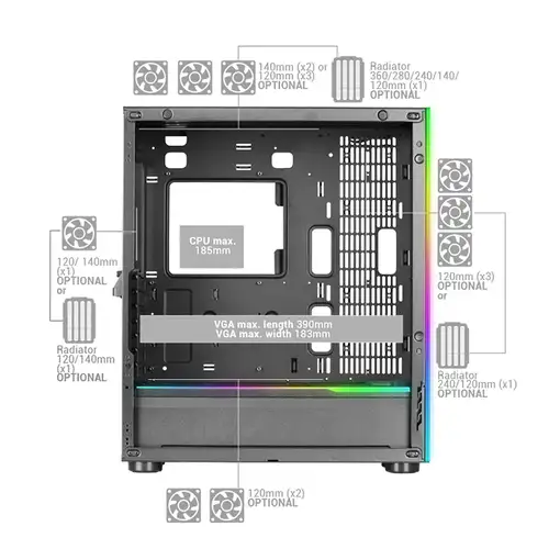 Mars Gaming MC-ULT, Caja Gaming Custom XXL E-ATX, Doble Cristal Templado 90º Sin M
