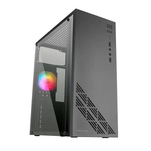 Mars Gaming MC100 - Caja Gaming ATX, ventilador 90mm FRGB, ventilación convect-coo