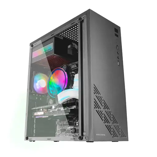 Mars Gaming MC100 - Caja Gaming ATX, ventilador 90mm FRGB, ventilación convect-coo