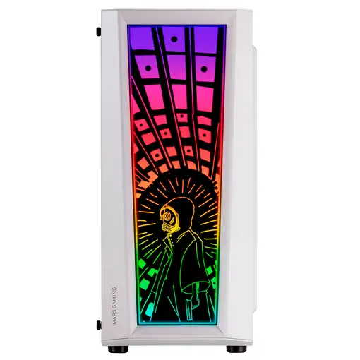 Mars Gaming MC-ART Blanco, Caja PC Gaming ATX, Doble Cristal Templado Dibujable, A