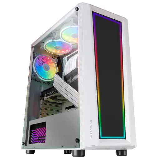 Mars Gaming MC-ART Blanco, Caja PC Gaming ATX, Doble Cristal Templado Dibujable, A