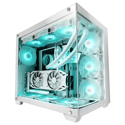 Mars Gaming MCV4 Blanco, Torre Gaming Custom XXL E-ATX, Ventana Cristal Templado L