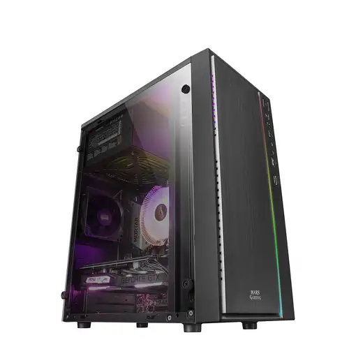 Mars Gaming MCM, Caja PC Micro ATX, Compacta, 16 Modos ARGB, Ventilador 8 cm