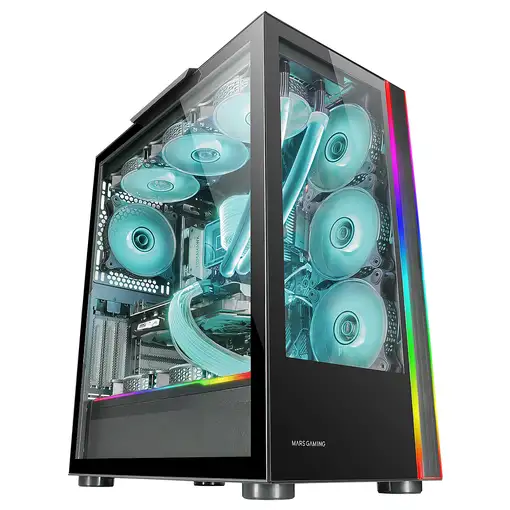 Mars Gaming MC-ULTRA, Torre Gaming Custom XXL E-ATX, Doble Tira LED ARGB, Doble Ve