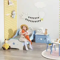 Cama para Niños de +3 Años 143x74x59 cm con Estampado con Estrellas Azul HOMCOM
