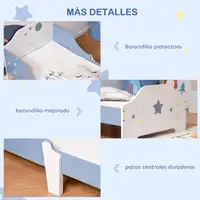 Cama para Niños de +3 Años 143x74x59 cm con Estampado con Estrellas Azul HOMCOM