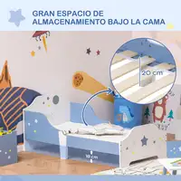 Cama para Niños de +3 Años 143x74x59 cm con Estampado con Estrellas Azul HOMCOM