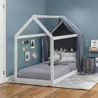 Cama Individual 90x190 cm en Forma de Casa Carga 120 kg Blanco HOMCOM