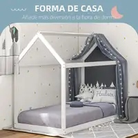 Cama Individual 90x190 cm en Forma de Casa Carga 120 kg Blanco HOMCOM