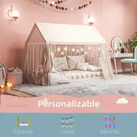 Cama Individual 90x190 cm en Forma de Casa Carga 120 kg Blanco HOMCOM
