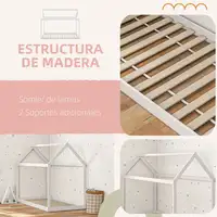 Cama Individual 90x190 cm en Forma de Casa Carga 120 kg Blanco HOMCOM