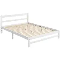 Marco de Cama de Madera 195x141 cm Carga 300 kg Blanco HOMCOM