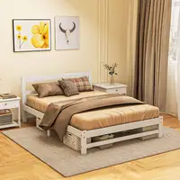 Marco de Cama de Madera 195x141 cm Carga 300 kg Blanco HOMCOM