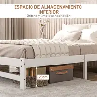 Marco de Cama de Madera 195x141 cm Carga 300 kg Blanco HOMCOM