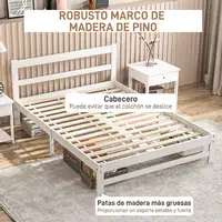 Marco de Cama de Madera 195x141 cm Carga 300 kg Blanco HOMCOM