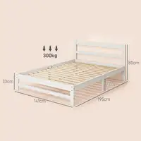Marco de Cama de Madera 195x141 cm Carga 300 kg Blanco HOMCOM
