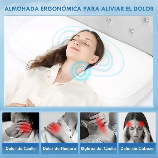 Almohada Viscoelástica de Espuma Viscoelástica con Diseño Ergonómico HOMCOM