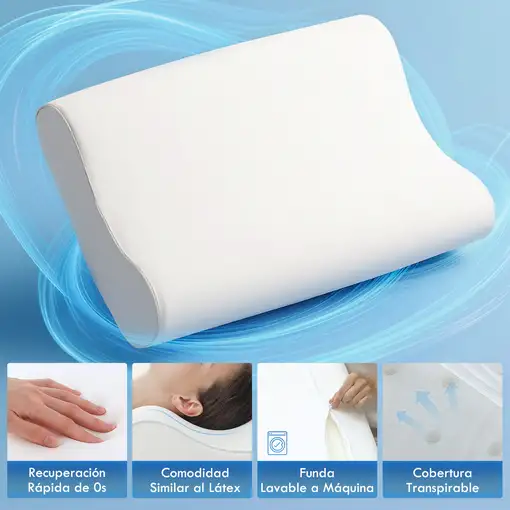 Almohada Cervical y Cuello de Espuma Viscoelástica con Diseño Ergonómico HOMCOM