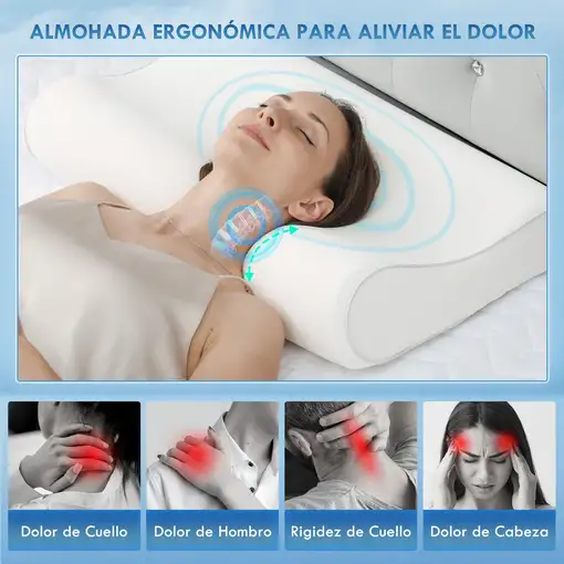 Almohada Cervical y Cuello de Espuma Viscoelástica con Diseño Ergonómico HOMCOM