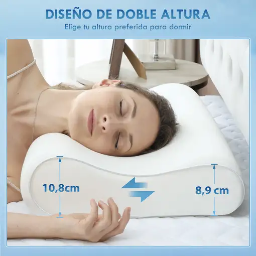 Almohada Cervical y Cuello de Espuma Viscoelástica con Diseño Ergonómico HOMCOM