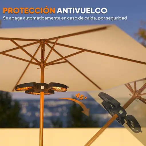 Estufa Exterior Eléctrica 2400W con 3 Niveles de Calor Ø55x8 cm Outsunny