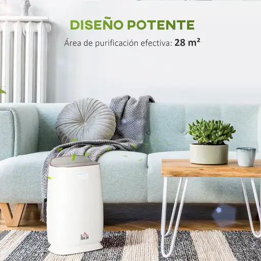Purificador de Aire con Filtro HEPA de 3 Capas CADR 220 m³/h hasta 28 m² HOMCOM