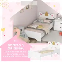 Cama para Niños 3-6 Años en Forma de Unicornio 143x74x67 cm ZONEKIZ