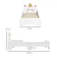 Cama para Niños 3-6 Años en Forma de Unicornio 143x74x67 cm ZONEKIZ