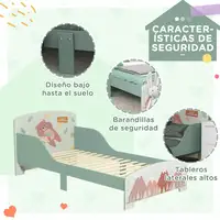 Cama Infantil de Madera 143x77x60 cm para Niños de 3-6 Años Carga 40 kg ZONEKIZ