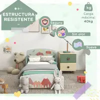 Cama Infantil de Madera 143x77x60 cm para Niños de 3-6 Años Carga 40 kg ZONEKIZ