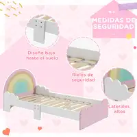 Cama para Niños de 3-6 Años en Forma de Arcoíris 143x74x66 cm Rosa ZONEKIZ