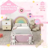 Cama para Niños de 3-6 Años en Forma de Arcoíris 143x74x66 cm Rosa ZONEKIZ