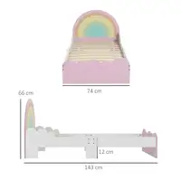 Cama para Niños de 3-6 Años en Forma de Arcoíris 143x74x66 cm Rosa ZONEKIZ