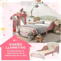 Cama Infantil de Madera 143x77x60 cm para Niños de 3-6 Años Carga 40 kg ZONEKIZ