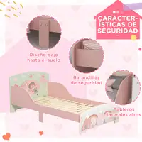 Cama Infantil de Madera 143x77x60 cm para Niños de 3-6 Años Carga 40 kg ZONEKIZ