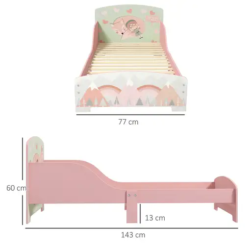 Cama Infantil de Madera 143x77x60 cm para Niños de 3-6 Años Carga 40 kg ZONEKIZ